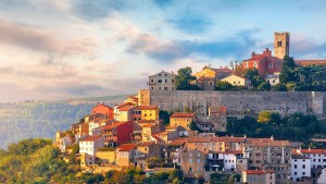 The walled medieval town of Motovun is built on a ridge.