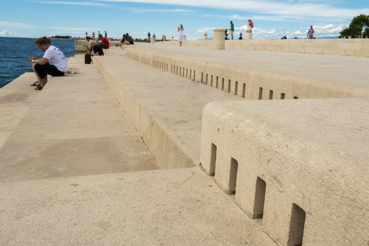 The Sea Organ is an interesting example of architectural sound art located in Zadar, Croatia.