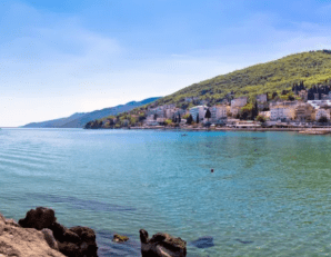 Opatija, Croatia, waterfront panoramic view, tourist destination in Kvarner bay, Croatia