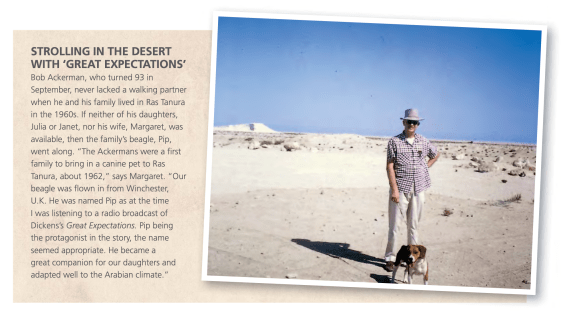 Bob Ackerman in Saudi Arabia with a beagle.
